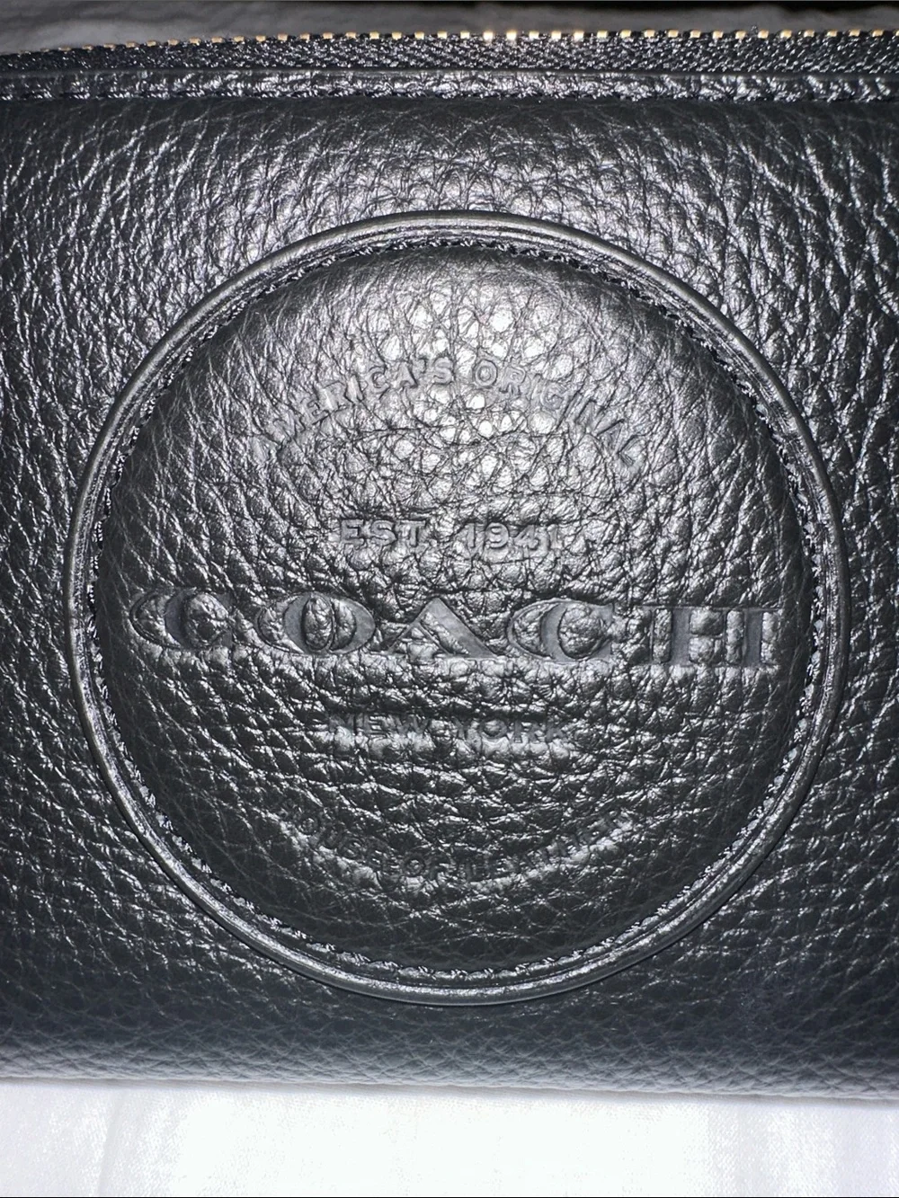 Coach Black Pebbled Leather Zip-Around Wristlet